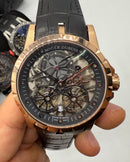 Roger Dubuis Excalibur Tourbillon Duplo 45mm Aço/Rose