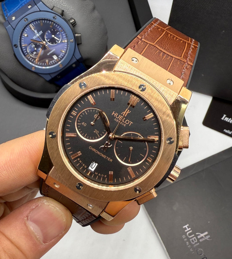Hublot Vendome Classic Chrono 45mm Aço/Rosê Mostrador Preto
