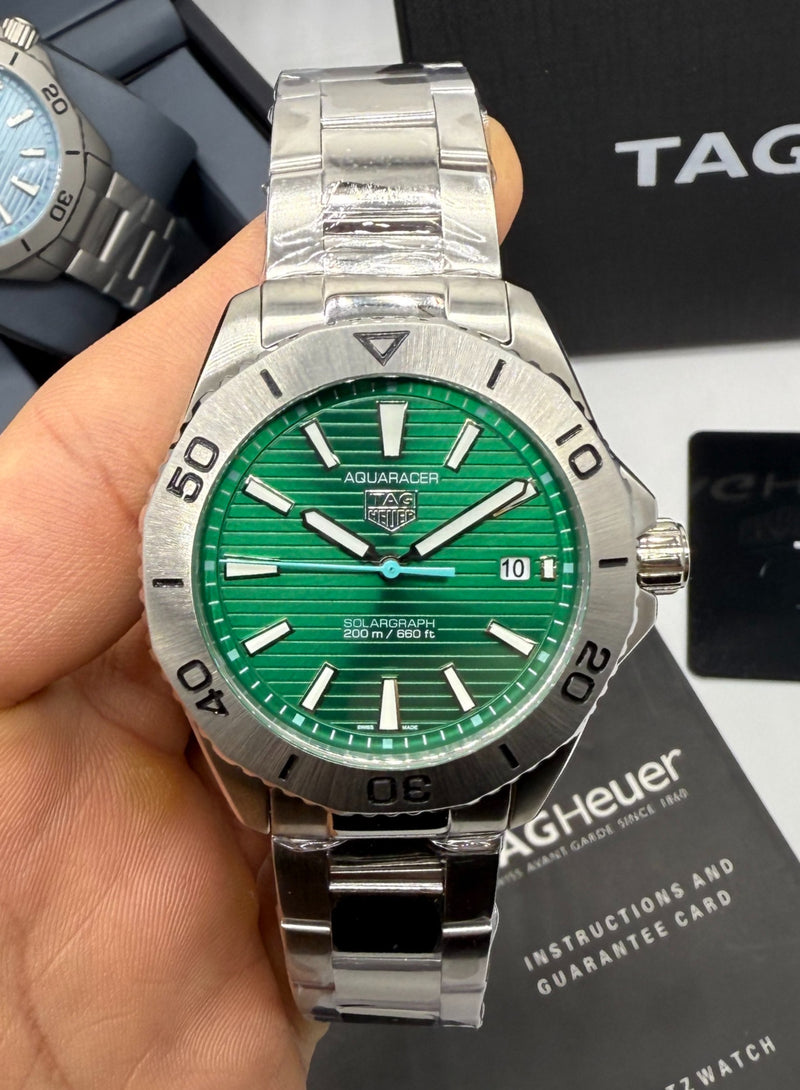 Tag Heuer Aquarecer 300 Solargraph , 43mm, Aço, Mostrador Verde