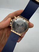 Hublot Big Bang 44mm Aço/Rose Mostrador Azul Esqueleto