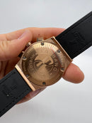 Hublot Classic Chrono 45mm Aço/Rosê Mostrador Preto Pulseira Couro com Borracha