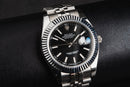 Rolex Datejust 41/36mm Aço Mostrador Preto, Luneta Canelada