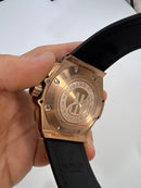 Hublot King Power 48mm Aço/Rose, Mostrador Preto Esqueleto