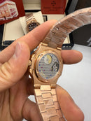 Patek Philippe Nautilus Fases da Lua 40mm, Aço/Rose, Mostrador Verde