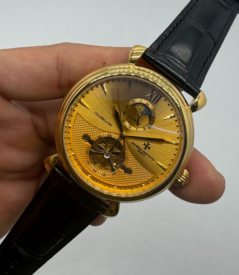 Vacheron Constantin Fases da Lua Turbilhão Aço/Dourado 42mm, Mostrador Dourado
