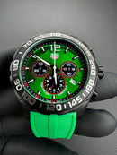 Tag Heuer F1 Cronometro 42mm Aço Mostrador Verde, Pulseira Borracha