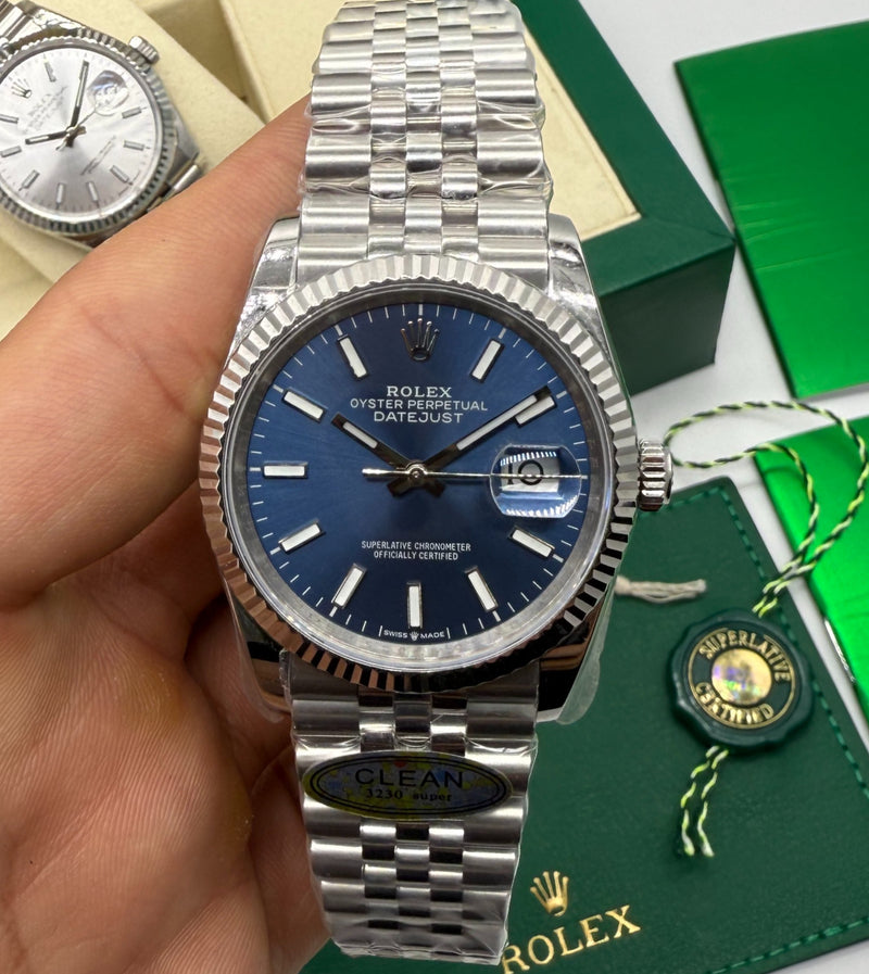 Rolex Datejust 41mm/36mm/31mm Aço - Mostrador Azul - Pulseira Jubilee - CLONE