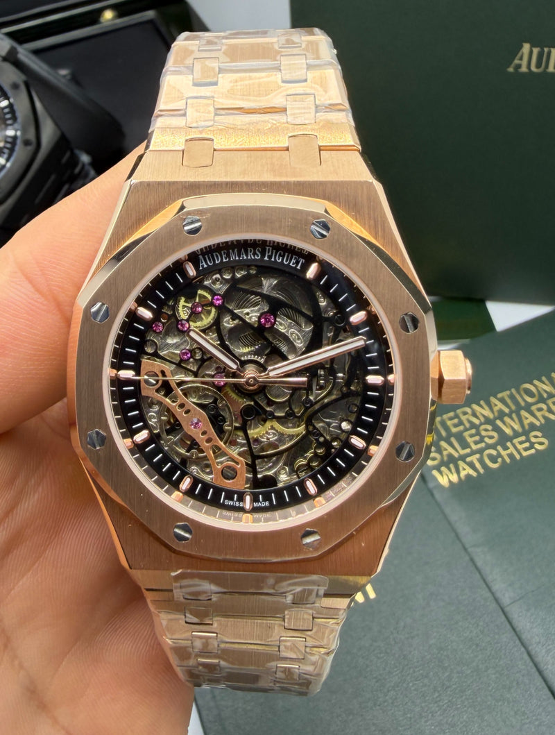 Audemars Piguet Royal Oak 41mm Esqueleto Aço/Rose