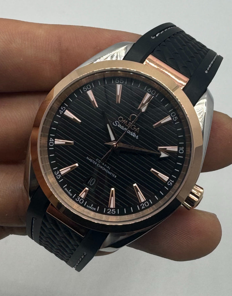 Omega Aquaterra 41,5mm Aço/Rose, Pulseira Borracha
