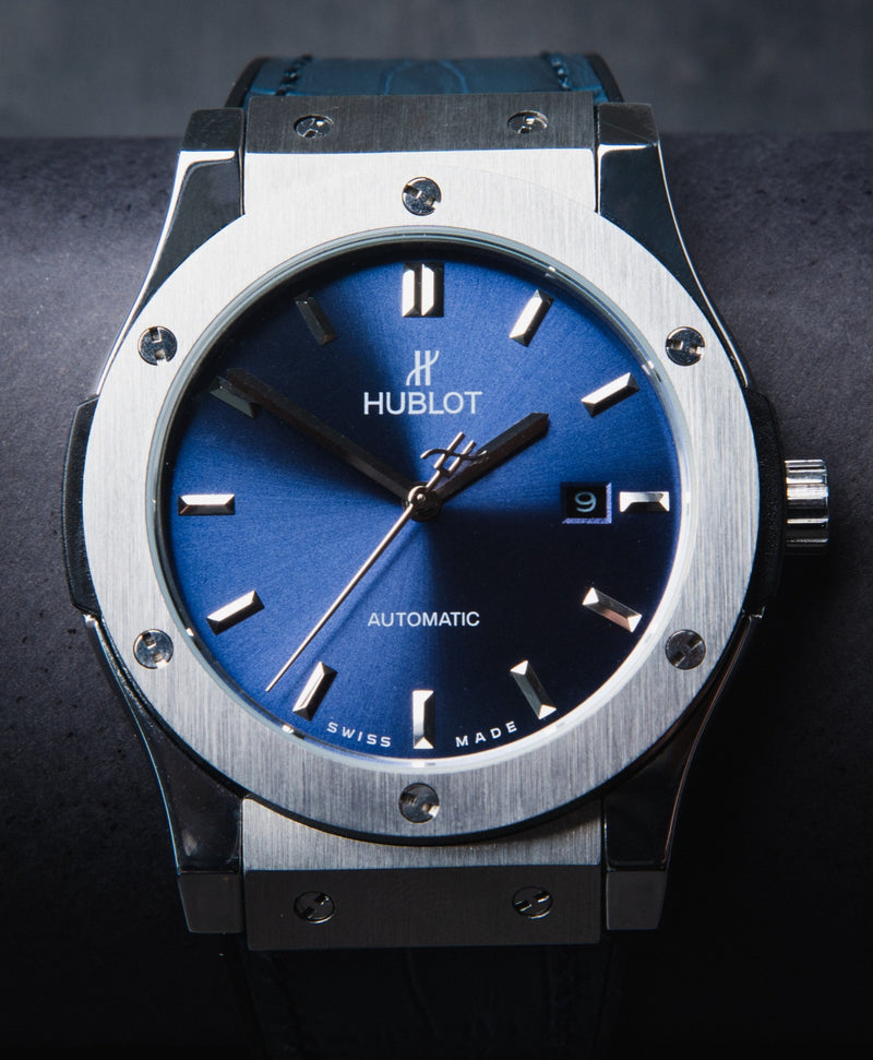 Hublot Classic Fusion 45mm Aço Mostrador Azul Bisel Aço