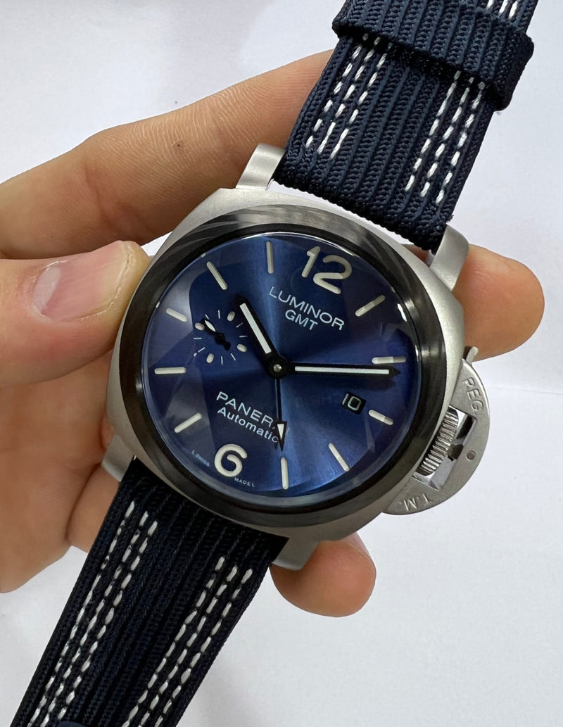 Panerai Luminor Marina 44mm Aço Mostrador Azul Pulseira Nylon