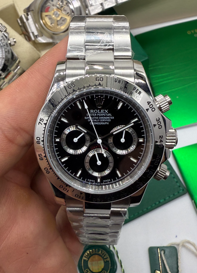 Rolex Daytona 40mm Aço, Mostrador Preto