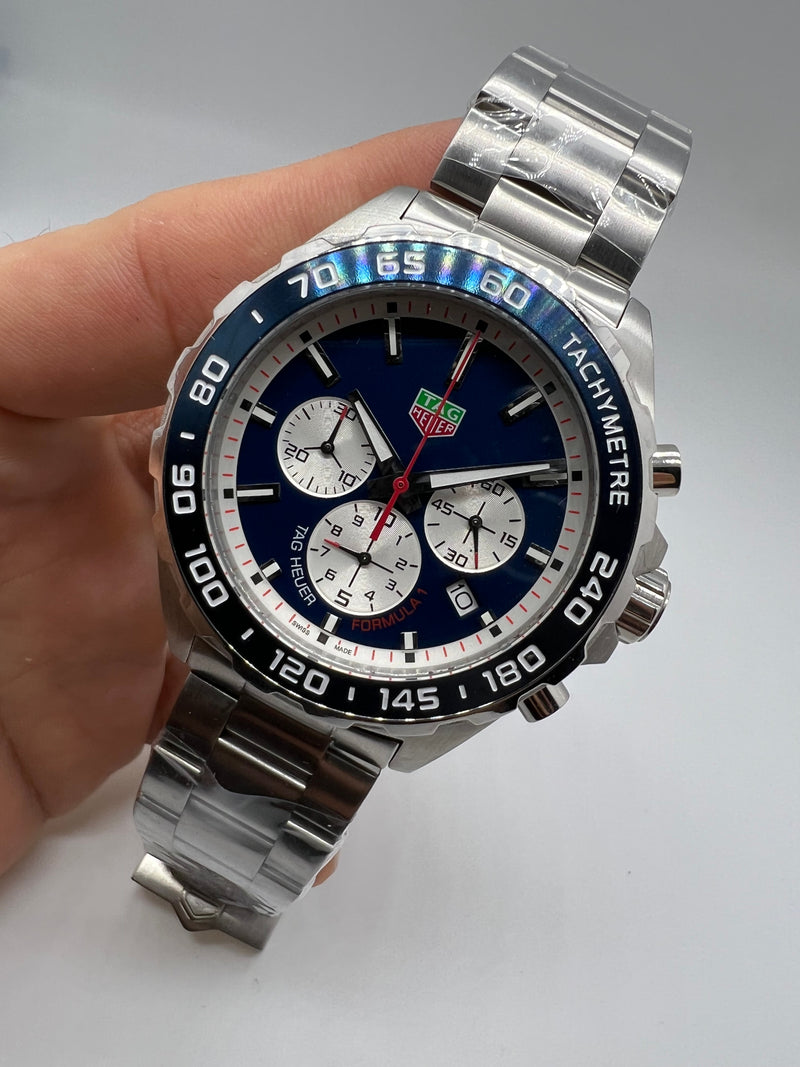 TAG Heuer F1 Cronometro 44mm Aço Mostrador Azul