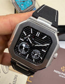 Patek Philippe Cubitus, Aço Fases da Lua 42mm, Mostrador Preto, Pulseira Nylon