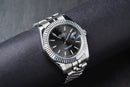 Rolex Datejust 41/36mm Aço Mostrador Cinza, Luneta Canelada