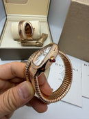 Bvlgari Serpenti Tubogas 01 Volta 35mm Aço/Rose Mostrador Cinza - Cravejado