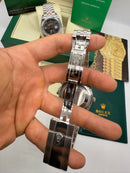 Rolex Date-Just 41mm/36mm, Aço Mostrador Cinza Luneta Canelada