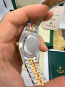 Rolex Date-Just 41mm/36mm Aço/Dourado, Mostrador Prata, Luneta Canelada