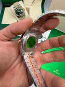 Rolex Date-Just 31mm/36mm Aço/Rose, Mostrador Marrom, Luneta Canelada