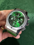 Hublot Classic Chrono 45mm Aço Mostrador Verde Pulseira Couro com Borracha