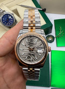 Rolex DateJust 36mm Aço/Rose, Mostrador Cinza, Pulseira Jubilee
