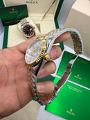 Rolex Date-Just 31mm/36mm Aço/Dourado, Mostrador Prata, Luneta Canelada