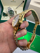 Rolex Date-Just 41mm/36mm Aço/Dourado, Mostrador Prata, Luneta Canelada