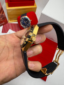 Omega Constellation 41mm Aço/Dourado Puls. Couro