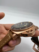 Panerai Submersible 47mm Aço/Rose Mostrador Marrom Luneta Marrom