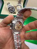 Rolex Daytona 40mm Aço Mostrador Branco, Luneta Preto