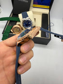 Vacheron Constantin Overseas Aço/Rose 40mm, Mostrador Azul