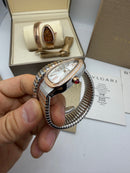 Bvlgari Serpenti Tubogas 01 Volta 35mm Aço/Rose Mostrador Cinza - Cravejado
