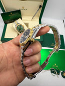 Rolex Date-Just 31mm/36mm Aço/Dourado, Mostrador Azul, Luneta Canelada