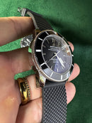 Breitling Superocean Aço 44mm Mostrador Preto Bisel Preto Pulseira Borracha