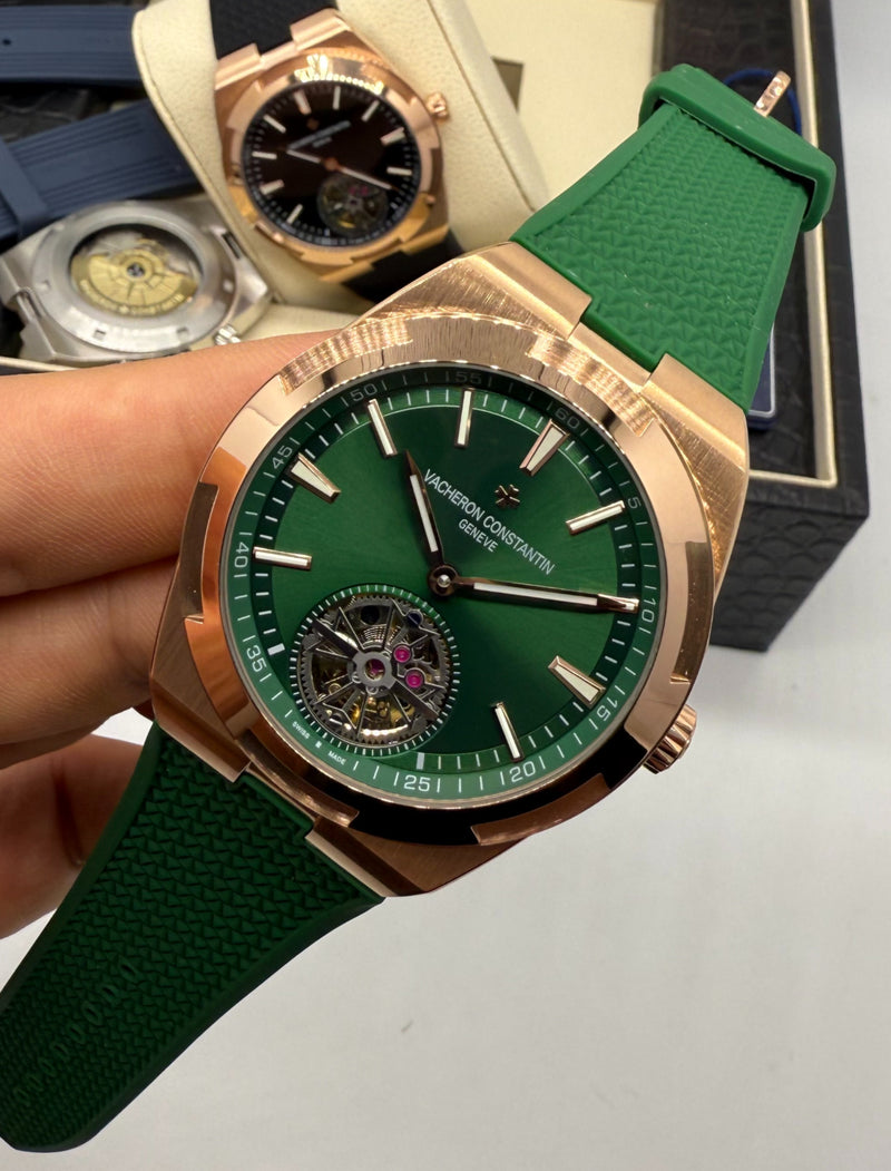 Vacheron Constantin Overseas Turbilhão Aço/Rose 40mm, Mostrador Verde