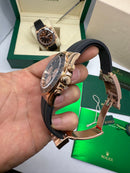 Rolex Daytona Everose 40mm - Mostrador Preto - Pulseira OysterFlex - CLONE