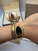 Bvlgari Serpenti Tubogas 01 Volta 35mm Aço/Dourado Mostrador Preto - Cravejado