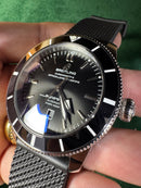 Breitling Superocean Aço 44mm Mostrador Preto Bisel Preto Pulseira Borracha