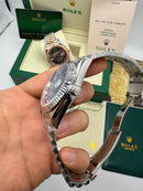 Rolex Date-Just 41mm/36mm/31mm Aço/Dourado, Mostrador Azul, Luneta Canelada