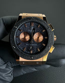 Hublot Classic Chrono Rosè 45mm Mostrador Preto Puls. Borracha/Couro