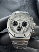 Audemars Piguet RoyalOak Panda 41mm Aço Mostrador Branco Bezel Aço Puls. Aço