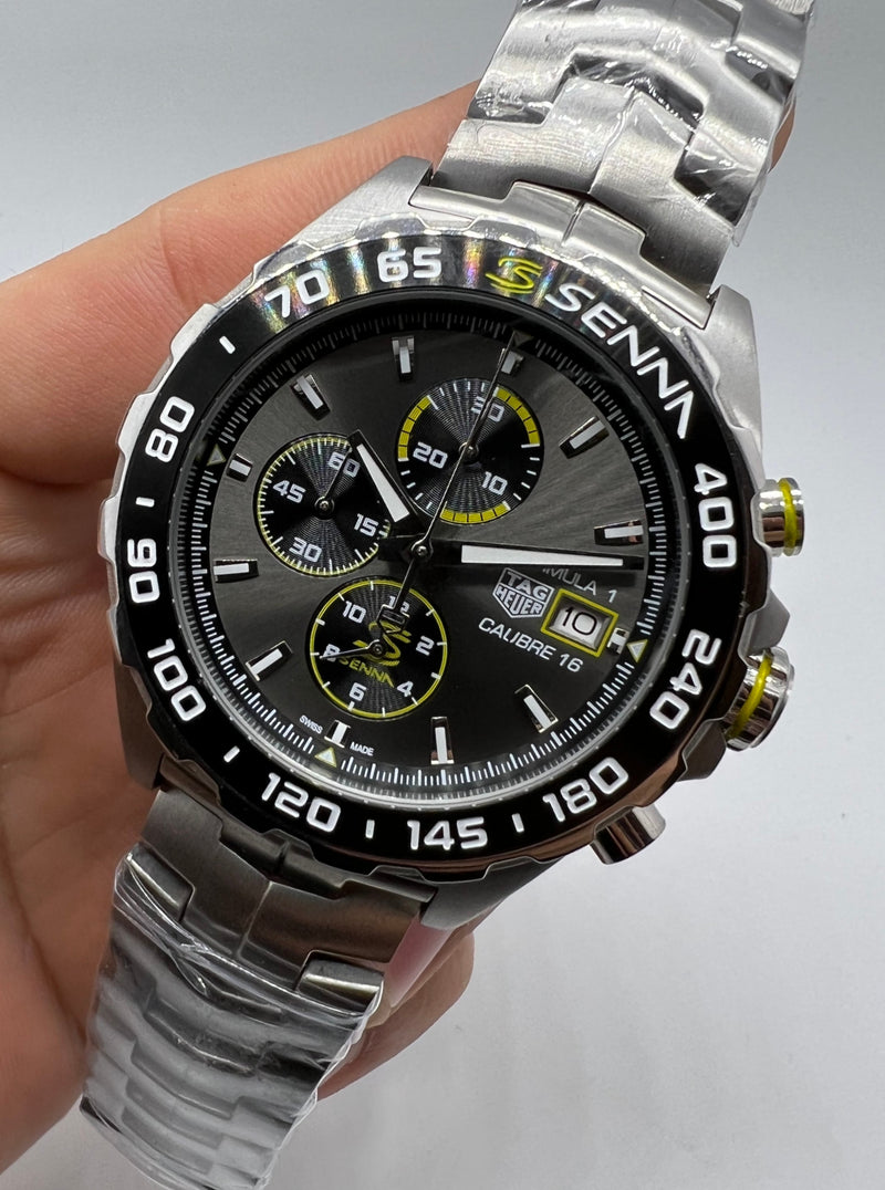 TAG Heuer F1 SENNA Tribute Edition - Cálibre 16 - 43mm, Aço Mostrador Cinza