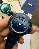 Bvlgari Alumium 41mm - Mostrador Azul Aluminio Pulseira Borracha