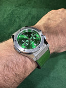 Hublot Classic Chrono 45mm Aço Mostrador Verde Pulseira Couro com Borracha