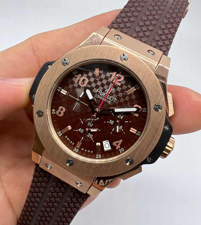 Hublot Big Bang 44mm Aço Chocolate Pulseira Borracha