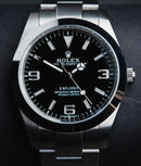 Rolex Explorer 40mm/36mm Aço Mostrador Preto Luneta Lisa