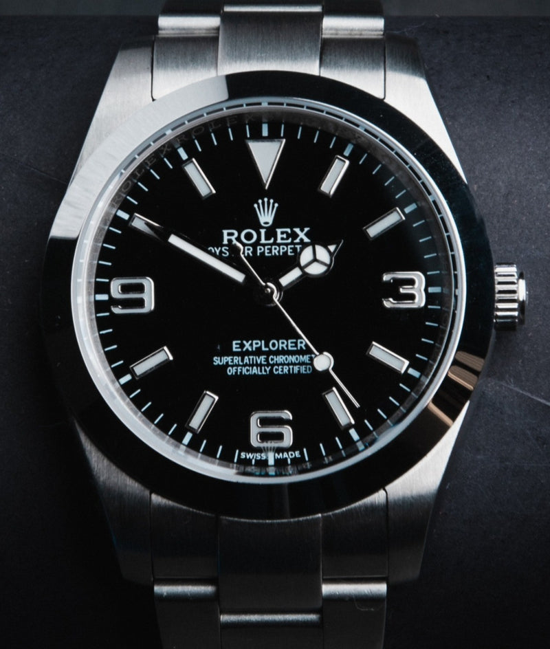 Rolex Explorer 40mm/36mm Aço Mostrador Preto Luneta Lisa