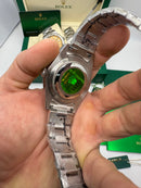 Rolex Oyster Perpetual 41/36mm Aço Mostrador Verde Luneta Baulada
