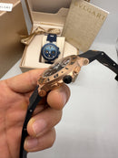Bvlgari Aluminium Crono 41mm - Aço/Rose - Mostrador Preto