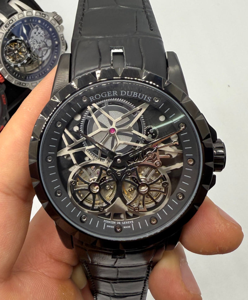 Roger Dubuis Excalibur Tourbillon Duplo 45mm Aço/OxBlack